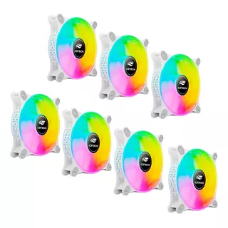 7x Cooler Ventoinha Fan 120mm Led Rgb Gabinete Gamer Branca