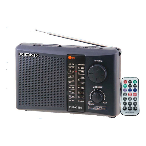 Radio Portatil Xion 7 Bandas Bluetooth Control Remoto Color Negro
