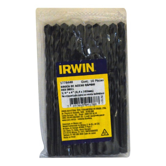 Brocas Para Metal Irwin De 1/4 PLG 10pz