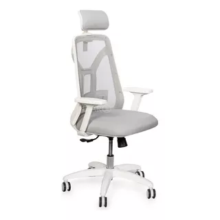 Silla De Escritorio Indar Equipamientos Tokio Total White Gamer Ergonómica  Blanca Y Gris Con Tapizado De Mesh Y Marathon