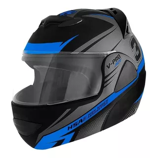 Capacete Para Moto  Escamoteável Pro Tork V-pro  Jet 3  Preto E Azul Jet 3 Tamanho 60 