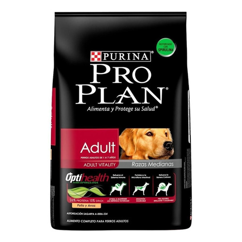 Alimento Pro Plan OptiHealth Pro Plan para perro adulto de raza  mediana sabor pollo y arroz en bolsa de 15kg