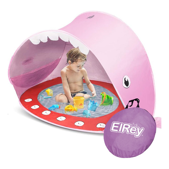 Carpa Playa Bebé Sombra Con Piscina Protección Uv - El Rey Color Rosado