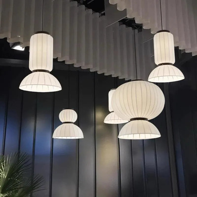 Colgante Olimpo 3 Diseño Moderno Tela Deco 50cm Apto Led E27 Blanco