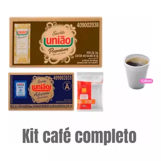 Kit Café Açúcar + Adoçante Sachet + Copo Isopor E Mexedor