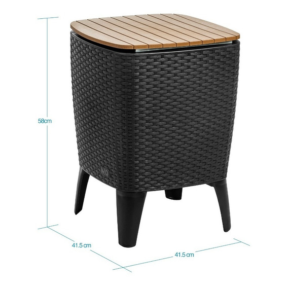 Mesa Hielera Cooler Table Tipo Rattan Jardin Y Exterior Mq Color Tabaco