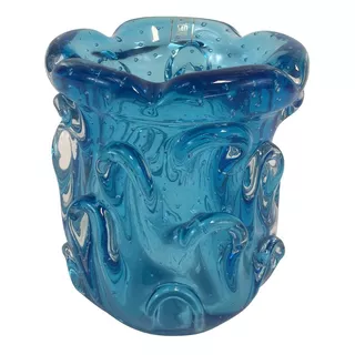 Lindo Vaso Cristal Murano Sao Marcos Azul