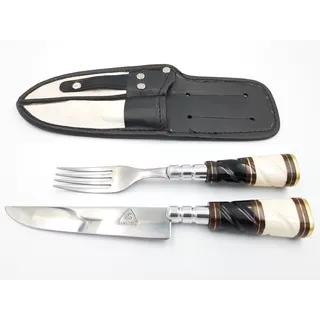 Faca E Garfo Urutu Inox 5p. Gaúcha Churrasco Chifre Osso