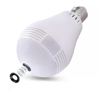Camara Ip Wifi Foco Espia Parlante Sensor Lente 360º Led Color Blanco