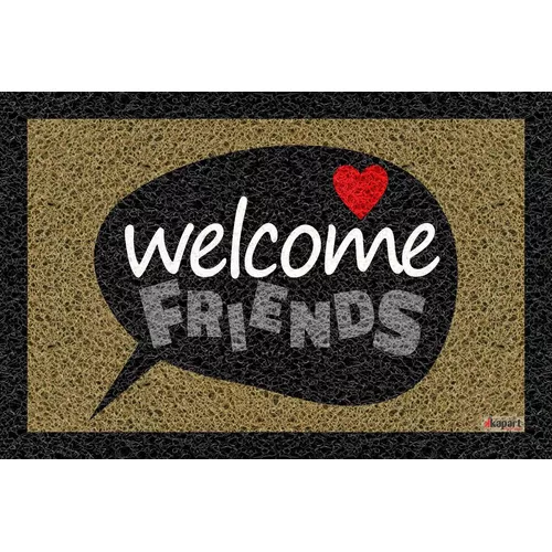 Felpudo personalizado Welcome Friends, 60 x 40 cm, color marrón