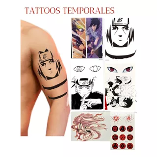 Pack De 4 Tattoos Tatuajes Temporales Naruto Anime
