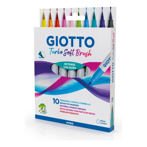 Marcadores Turbo Soft Brush Giotto 10 Colores 
