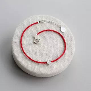 Hermosa Pulsera Hilo Rojo Con Zircon Y Plata De Ley 925