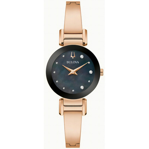 Reloj Bulova Para Dama Marc Anthony 97p163 E-watch Color de la correa Oro rosa Color del bisel Negro Color del fondo Negro