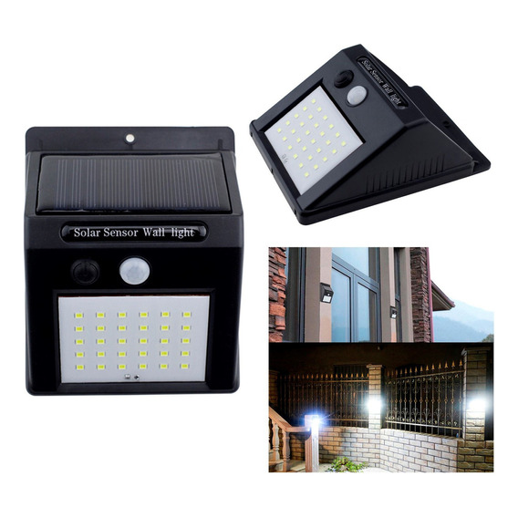 Foco Led Solar X 2 Focos C/sensor Movimiento Y Luz P/colgar