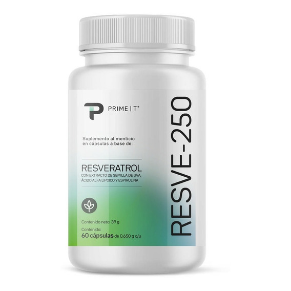 Resveratrol Primetech 60 Cápsulas Con 250 Mg