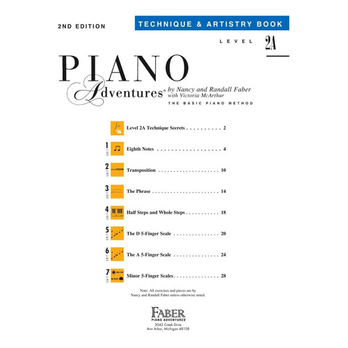 Piano Adventures: Technique & Artistry Book, Level 2a.