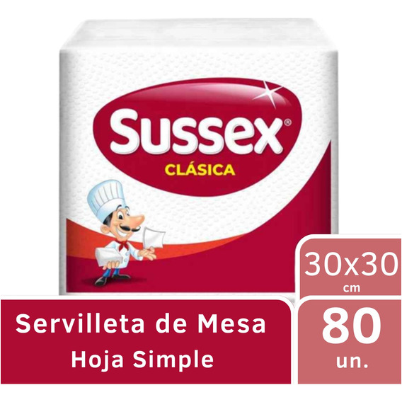 Servilleta Sussex Hoja Simple 30x30 Blanca X 80 Uni.