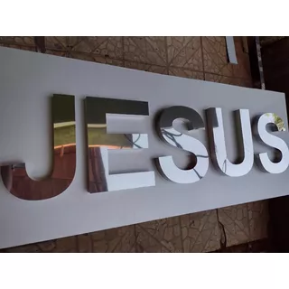 Jesus - Em Aço Inox Para Igreja Letreiro Caixa 3d Letra 30cm