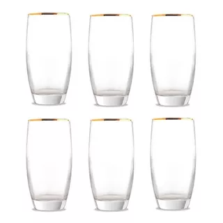 Set 6 Vasos W/a Monaco Gold 460cc Allegra Color Transparente