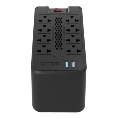 Forza Fvr-1222usb Estabilizador Regulador De Voltaje 1200va 600w 8 Tomas Universales 2 Usb Color Negro