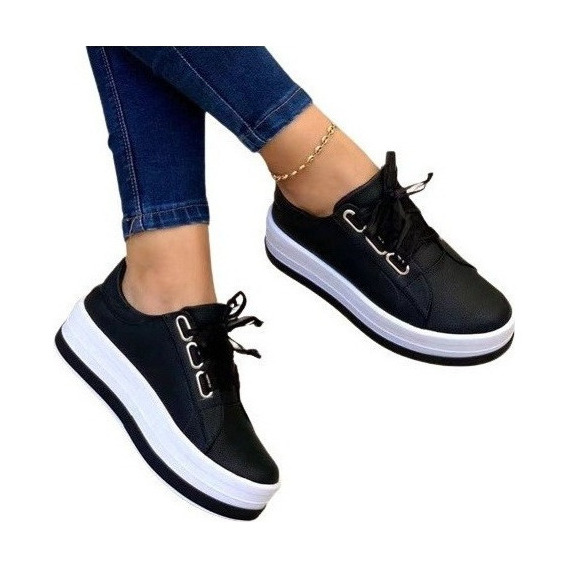 Zapatos Casuales Con Plataforma Y Punta Redonda Para Mujer