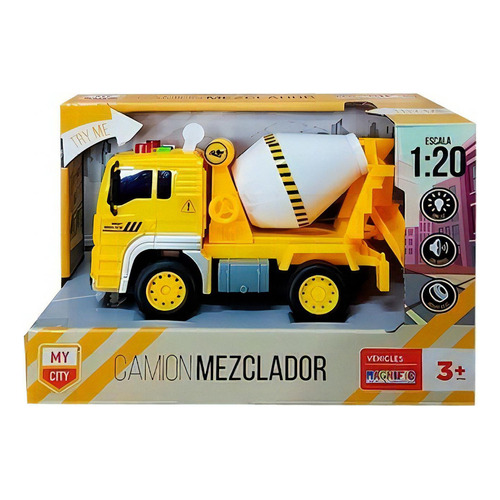 Camion Mezclador Cementero Con Luz Sonido Y Friccion Color Amarillo