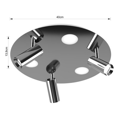 Plafon 6 Luces Led Nacho+eye Cromo Base Redonda 20375 Rd