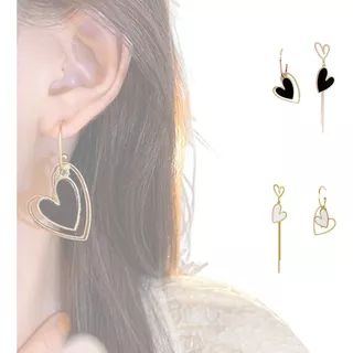 Aretes De Corazon De Borlas Corazón Para Dama Mujer 2 Par