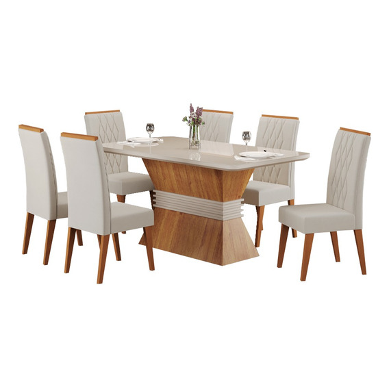 Juego Comedor Mesa 6 Sillas Living Chocolate Troya T