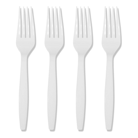 Tenedor Plastico Blanco Plástico 15 Cm X 50 Unid Tenedores