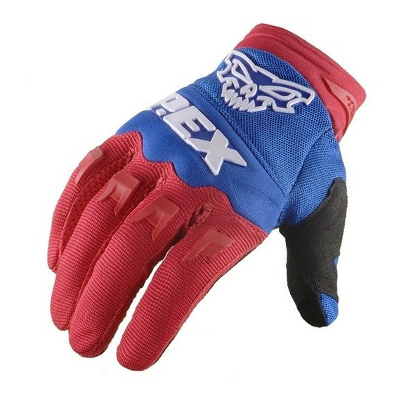 Guantes Cross Enduro Moto Bici Mtb Antideslizante Full Fas Color Azul/Rojo Talle XL