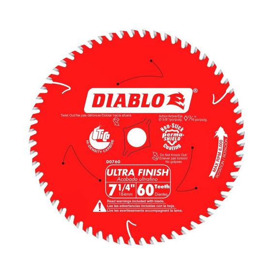 Disco Diablo Freud D0760a Hoja Para Madera 7-1/4 60 Dientes Color Rojo