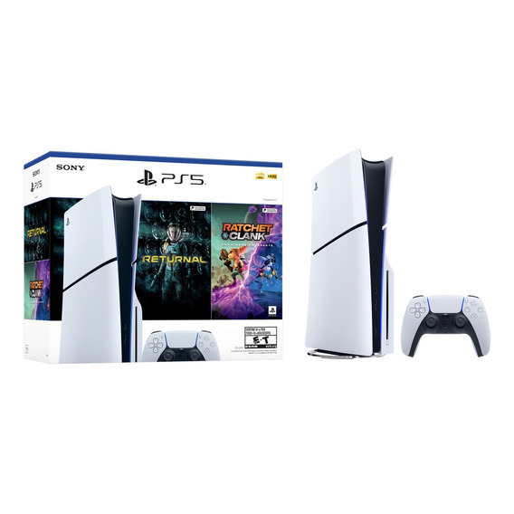 Consola Ps5 Slim Estándar + Juego Ratchet & Clank Y Returnal Color Blanco