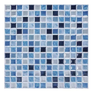 Mosaico Autoadhesivo 3d Cuadros Azules - 30x30cm