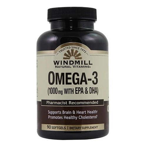 Omega 3 1000mg Con Epa Dha Windmill 90 Softgels Omega 3 Sabor Sin sabor