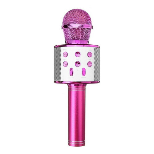 Micrófono Wsier WS-858 Dinámico Omnidireccional color rosa