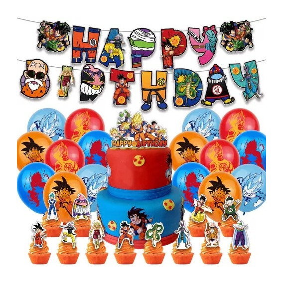Globos De Cumpleaños Decoración Dragon Ball Goku Kit Fiesta