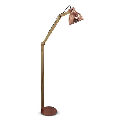 Lampara De Pie Serena Madera Y Cobre