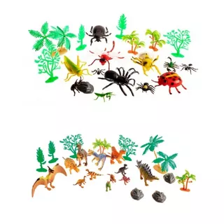 Set De Dinosaurios Juguete Infantil + Insectos 20 Piezas C/u