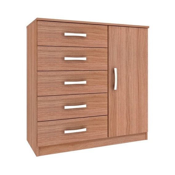 Comoda Cajonera Dormitorio Guarda Ropa 5 Cajones 158 Tabaco