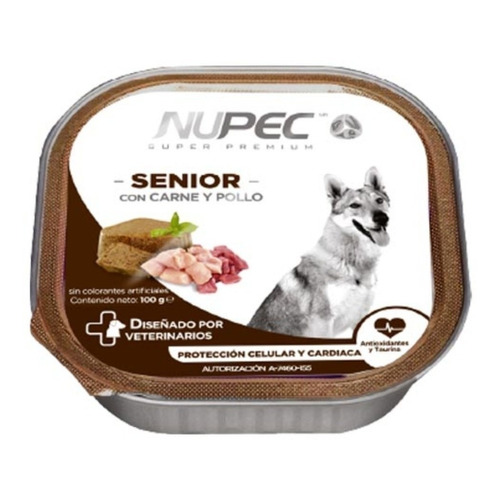 Alimento Nupec Nutrición Científica para perro senior todos los tamaños sabor carne y pollo en bandeja de 100g