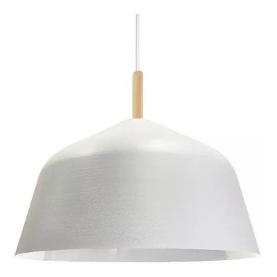 Colgante Campana 40cm Plata Con Madera Apto Led E27 Deco Fz
