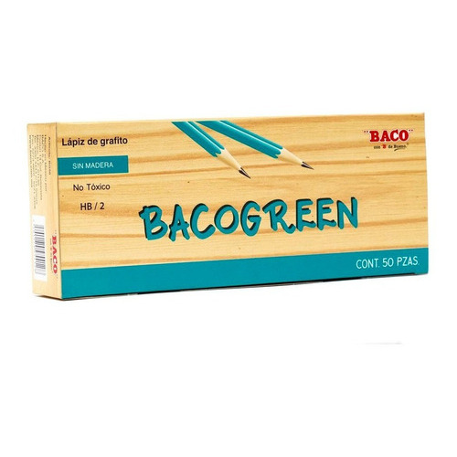 50pzs De Lapiz Baco Lp009 Color Verde De Grafito Hb/2 /vc