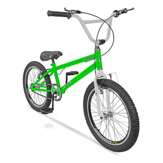 Bicicleta Bmx Aro 20 Dks Cross Aero Freio V-brake Pneu Faixa Cor Verde E Branco