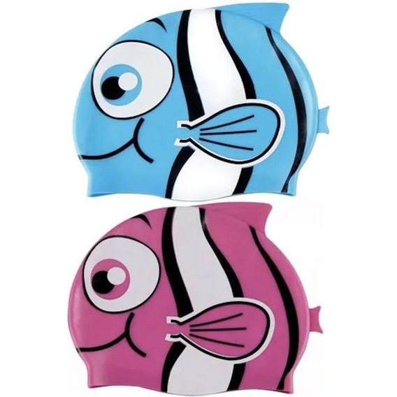 Gorro de natación Peixinhos de silicona para niños, color azul, talla infantil