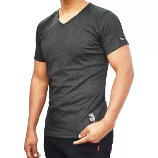 Remera Cuello V Slim Fit Hombre Algodon Premiun