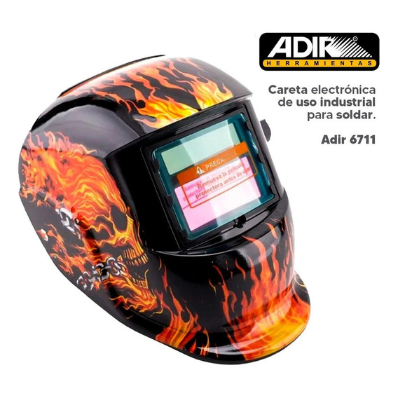 Careta Electrónica Soldar Uso Industrial Skull Adir ADR6711 Color Negro