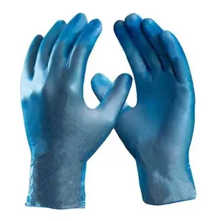Luvas Descartáveis Danny Maxvinil Cor Azul Tamanho  G De Vinil X 100 Unidades 