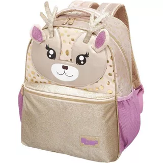 Mochila De Costas Rena Pack Me Escolar Infantil Meninas Cor Dourado